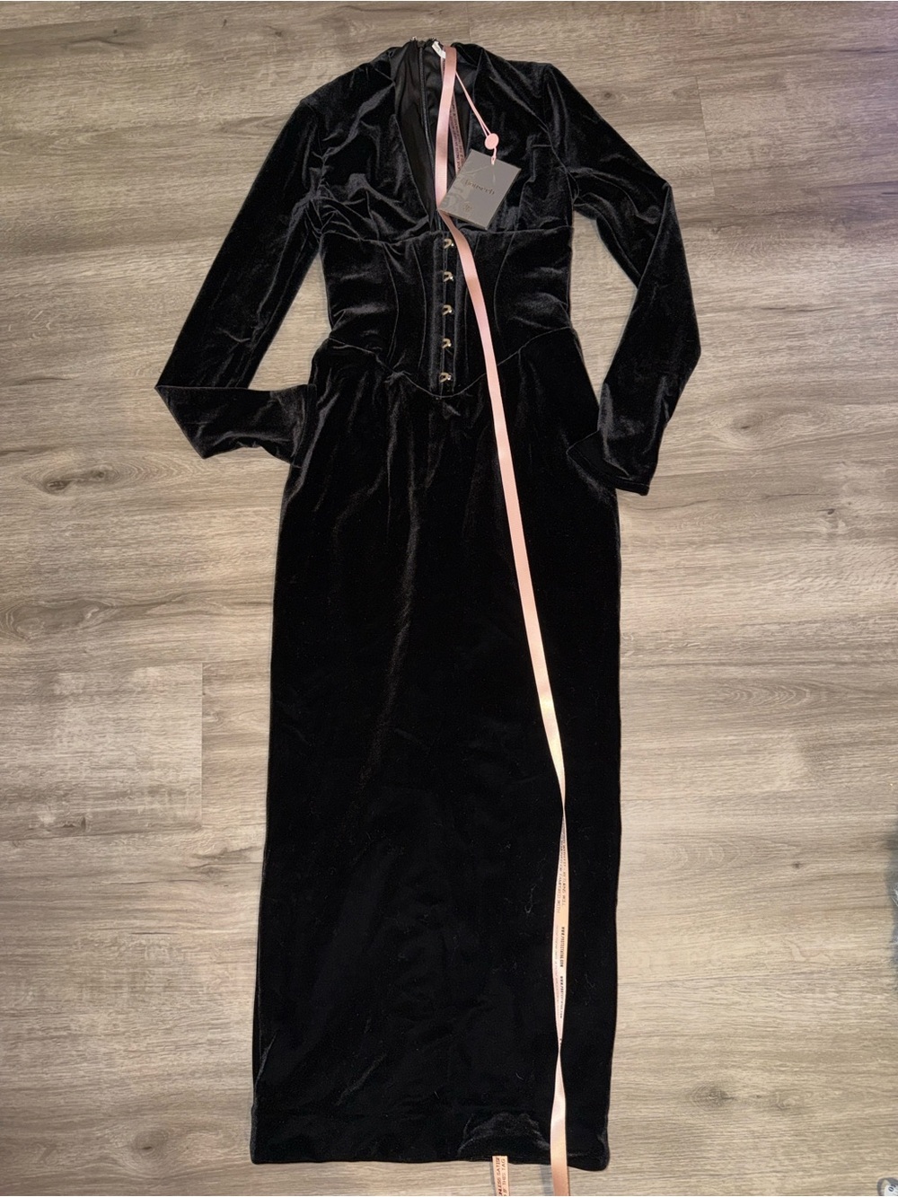 🩷Firm Price🩷House of CB Arabella black velvet corset maxi dress - Picture 14 of 16